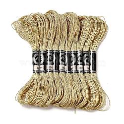 10 Skeins 12-Ply Metallic Polyester Embroidery Floss, Glitter Cross Stitch Threads for Craft Needlework Hand Embroidery, Friendship Bracelets Braided String, Dark Goldenrod, 0.8mm, about 8.75 Yards(8m)/skein(OCOR-Q057-A14)