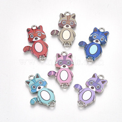 Printed Alloy Links connectors, with Enamel, Raccoon, Platinum, Mixed Color, 24x15x2mm, Hole: 1.8mm(PALLOY-S118-10)