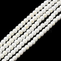 Electroplate Opaque Glass Beads Strands, Round, AB Color Plated, White, 2.3mm, Hole: 0.3mm, about 180~183pcs/strand, 14.09~14.33''(35.8~36.4cm)(EGLA-K014-A-B01)