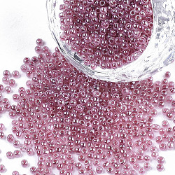 12/0 Imitation Jade Glass Seed Beads, Luster, Dyed, Round, Pale Violet Red, 2mm, Hole: 1mm, about 40000pcs/bag(SEED-S035-02A-05)