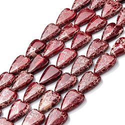 Natural Imperial Jasper Bead Strands, Dyed, Heart, Indian Red, 20~20.5x15~15.5x6~6.8mm, Hole: 1.2mm, about 20pcs/strand, 14.76~15.08 inch(37.5~38.3cm)(G-C074-04B)