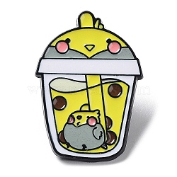 Cartoon Animal Boba Tea Cup Enamel Pin, Electrophoresis Black Alloy Brooch for Clothes Backpack, Bird, 31x22x1.5mm(JEWB-E025-01EB-04)