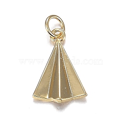 Brass Charms, with Jump Rings, Long-Lasting Plated, Paper Plane, Real 18K Gold Plated, 13x9x2mm, Hole: 3mm(ZIRC-F120-075G)