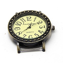 Alloy Watch Compoments, Flat Round, Antique Bronze, 40x35x8mm, Hole: 20x1mm(WACH-F001-15AB)