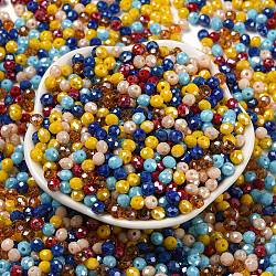 Glass Beads, Faceted, Rondelle, Mixed Color, 4x3mm, Hole: 0.4mm, about 820pcs/60g(EGLA-A034-SM4mm-30)