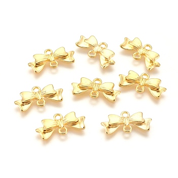 Alloy Links connectors, for Jewelry DIY Craft Making, Lead Free and Cadmium Free, Bowknot, Golden, 20mm long, 10mm wide, 3mm thick, hole: 2mm, about 24pcs/20g