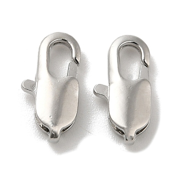 Brass Lobster Claw Clasps, Real Platinum Plated, 12x6x2.8mm, Hole: 1mm