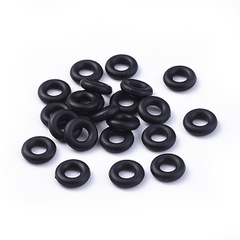 Rubber O Rings, Donut Spacer Beads, Fit European Clip Stopper Beads, Black, about 7mm in diameter, 1.9mm thick, 3.2mm inner diameter