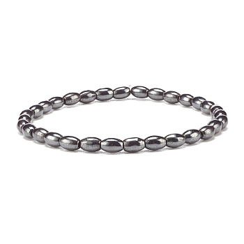 Synthetic Hematite Oval Beaded Stretch Bracelet, Gemstone Jewelry for Women, Inner Diameter: 2-1/4 inch(5.8cm)