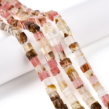 Tigerskin Glass Beads Strands, Cube, 6~7x6~6.5x6~6.5mm, Hole: 1mm, about 60~61pcs/strand, 15~15.366''(38.1~39cm)