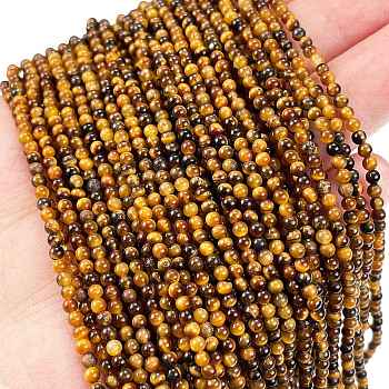 Natural Tiger Eye Beads Strands, Round, Grade AA, 2~2.5mm, Hole: 0.5mm, about 173pcs/strand, 15.98''(40.6cm)