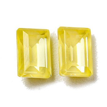 Glass Rhinestone Cabochons, Point Back & Back Plated, Faceted, Rectangle, Jonquil, 6x4x3mm