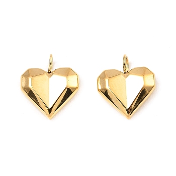 304 Stainless Steel Charms, Heart Charm, Real 18K Gold Plated, 13x11x3mm, Hole: 3mm