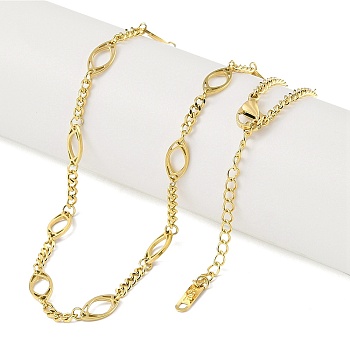 Ion Plating(IP) 304 Stainless Steel Oval Link Chain Necklaces for Women, Golden, 15.55 inch(39.5cm)