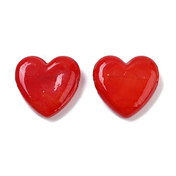 Handmade Lampwork Beads, Heart, Red, 19~19.5x20x6.5~7mm, Hole: 1.6mm