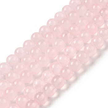 Natural & Dyed Malaysia Jade Bead Strands, Round, Pink, 8mm, Hole: 1.0mm, about 48pcs/strand, 15 inch