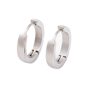 Tarnish Resistant Frosted 304 Stainless Steel Huggie Hoop Earrings for Women, with 316 Stainless Steel Pins, Stainless Steel Color, 2x15.5~16mm