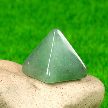 Natural Green Aventurine Healing Pyramid Figurines, Reiki Energy Stone Display Decorations, 20x18mm