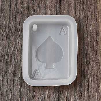 Playing Card Theme DIY Pendant Silicone Molds, Resin Casting Molds, for UV Resin, Epoxy Resin Craft Making, WhiteSmoke, Spade, 48x36x10mm, Hole: 2mm