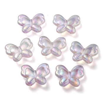 UV Plating Luminous Transparent Acrylic Beads, Glow in The Dark, Butterfly, Lavender, 25x30x8.5mm, Hole: 2mm
