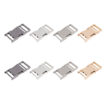 SUPERFINDINGS 4Pcs 4 Colors Alloy Side Release Buckles, Rectangle, Mixed Color, 58x30x6mm, Hole: 6x25mm, 1pc/color