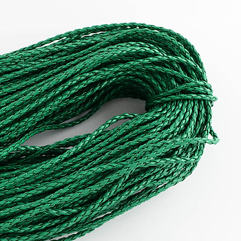 Braided Imitation Leather Cords, Round Bracelet Findings, Green, 3x3mm, about 103.89 yards(95m)/bundle