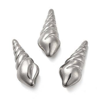 304 Stainless Steel Beads, No Hole, Conch, Stainless Steel Color, 32x12.5x9mm