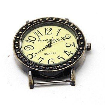 Alloy Watch Compoments, Flat Round, Antique Bronze, 40x35x8mm, Hole: 20x1mm