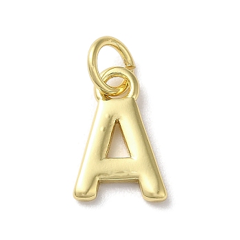 Rack Plating Brass Pendants, Cadmium Free & Lead Free, Long-Lasting Plated, Real 18K Gold Plated, Letter A, 11.5x7.5x1.5mm, Hole: 3.2mm