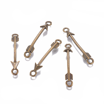 Alloy Links connectors, Arrow, Antique Bronze, 43x6x3mm, Hole: 3mm