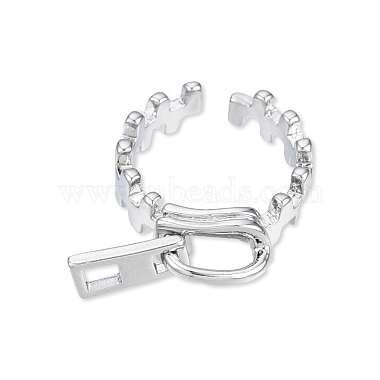 Zipper Shape Brass Cuff Ring for Women(RJEW-N039-07P)-2