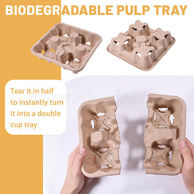 生分解性パルプ製使い捨てコーヒーカップトレイ 1個(AJEW-BC0009-87B)-4