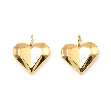 Real 18K Gold Plated Heart 304 Stainless Steel Charms