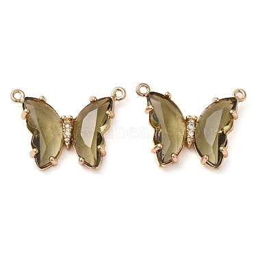 Golden Dark Khaki Butterfly Brass+Glass Links