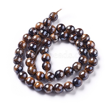 Electroplated Natural Tiger Eye Beads Strands(G-F660-01-12mm)-2