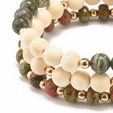 Ensemble de bracelets extensibles en perles de style unakite naturel(BJEW-JB07831)-6