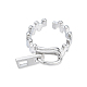 Zipper Shape Brass Cuff Ring for Women(RJEW-N039-07P)-2
