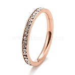 304 Stainless Steel Rhinestone Rings, Child Finger Rings, Rose Gold, US Size 5(15.7mm)(STAS-D178-01RG-04)