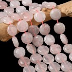 Natural Rose Quartz Beads Strands, Flat Round, 15~15.5x6mm, Hole: 0.8~1mm, about 26pcs/strand, 15.55~15.71 inch(39.5~39.9cm)(G-L648-B18-15mm)