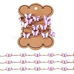 1M Handmade Acrylic Butterfly Link Chains, with Glass Beaded and Light Gold Brass Findings, Soldered, with Card Paper, Plum, Butterfly: 12x20x3.5mm, Bead: 2mm(CHC-TA0001-24A)