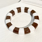 Resin Bangles, Stripe, Coconut Brown, Inner Diameter: 2.52 inch(6.4cm)(BJEW-H600-58B-08)