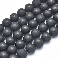 Natural Shungite Beads Strands, Frosted, Round, 8mm, Hole: 1mm, about 46 pcs/Strand, 15.35 inch(39 cm)(G-F675-04-8mm)