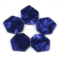 Cellulose Acetate(Resin) Pendants, Polygon, Dark Blue, 22.5x19~20x2.5mm, Hole: 1.2mm(KY-S158-22A)