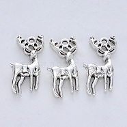 Tibetan Style Alloy Pendants, Cadmium Free & Lead Free, Elk Christmas Reindeer/Stag, Antique Silver, 26.5x12.5x4mm, Hole: 1.8mm, about 221pcs/500g(TIBE-R316-040AS-RS)