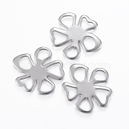 Tarnish Resistant 304 Stainless Steel Filigree Joiners, Flower, Stainless Steel Color, 26.5x25x1.5mm, Hole: 5~7mm(STAS-H416-17P)