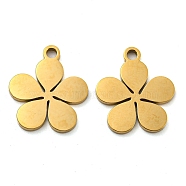 Ion Plating(IP) 316 Surgical Stainless Steel Charms, Laser Cut, Flower Charm, Real 18K Gold Plated, 14x12.5x1mm, Hole: 1.6mm(STAS-E213-01G)