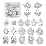 DIY Jewelry Making Finding Kit, including 20Pcs 10 Style 304 Stainless Steel Pendant Cabochon & Rhinestone Settings and Pendants, Fan & Oval & Irregular Rectangle & Star & Flat Round, Stainless Steel Color, 17~25.5x14~23x1.5~3.5mm, Hole: 1.2~3mm, 2Pcs/style(DIY-TA0004-46)