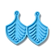 DIY Leaf Pendant Silicone Molds, Resin Casting Molds, for UV Resin & Epoxy Resin Jewelry Making, Deep Sky Blue, 53.5x67x4mm, Hole: 2mm, Inner Diameter: 49.5x31.5mm(DIY-I099-26)