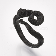 Electrophoresis Alloy Cuff Finger Rings, Snake, Black, US Size 8 1/2(18.5mm)(RJEW-S038-191A)