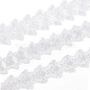 3 Yards 3 Styles Polyester Embroidery Butterfly Lace Trim, with Plastic Imitation Pearl Beads, White, 2-7/8 inch(72mm), 1 yard/style(OCOR-BC0006-47)
